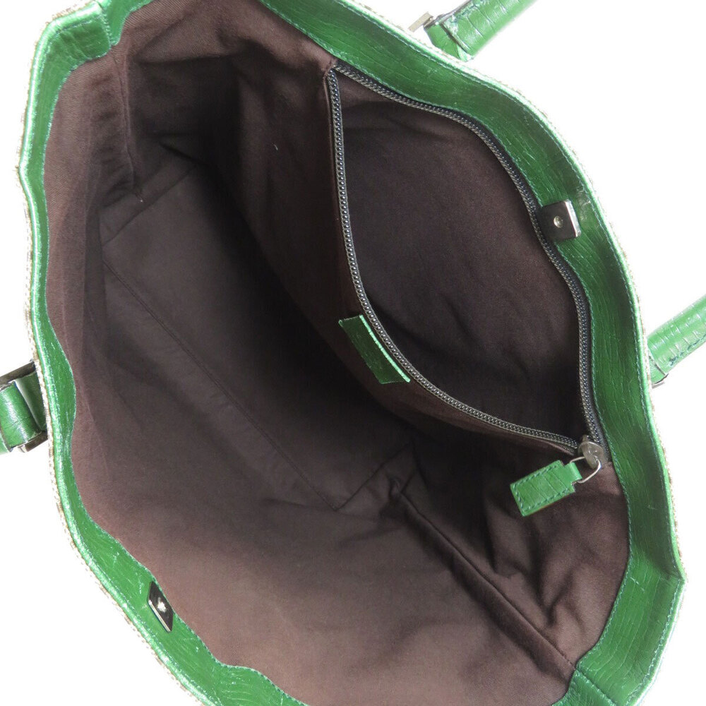 Gucci GG Supreme Tote Bag green leather handles trim - Picture 5 of 11